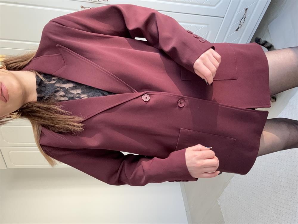 Büyük Cepli̇ Bleazer Ceket Bordo