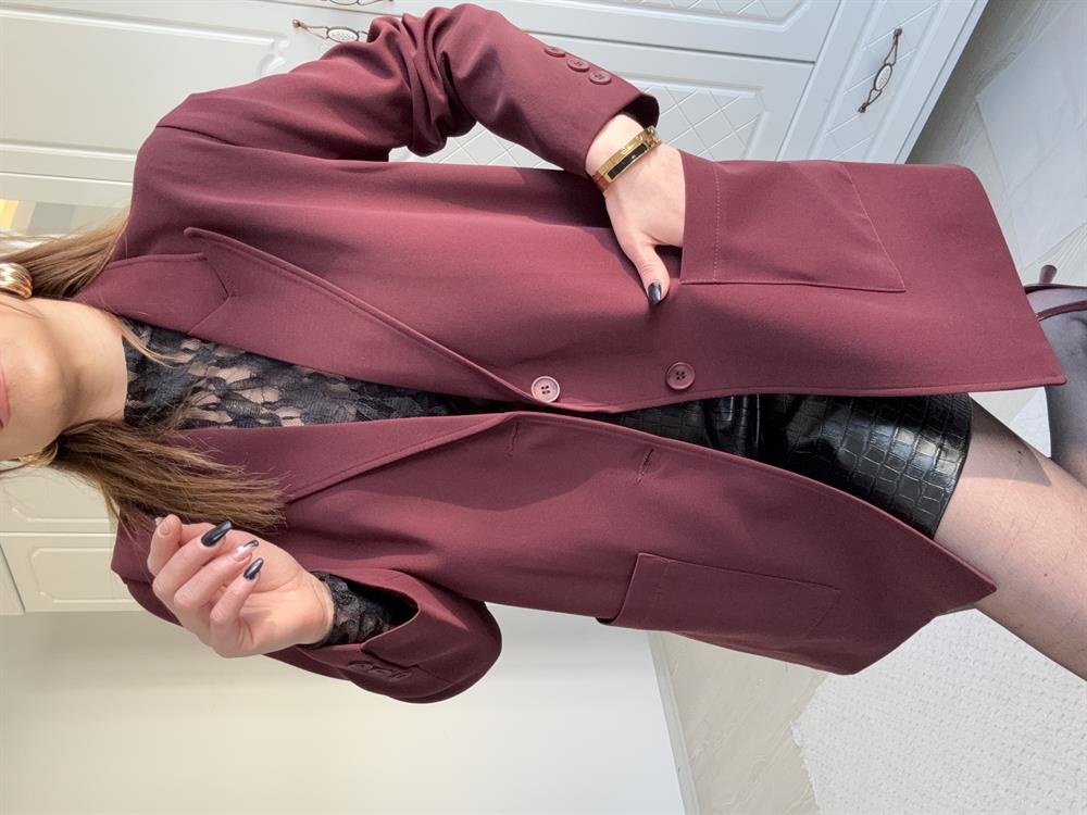 Büyük Cepli̇ Bleazer Ceket Bordo