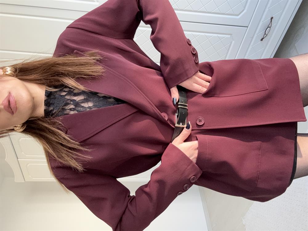 Büyük Cepli̇ Bleazer Ceket Bordo