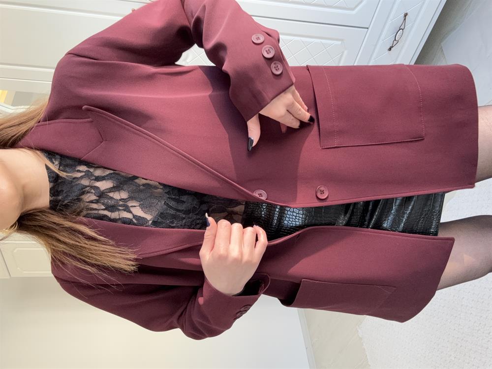 Büyük Cepli̇ Bleazer Ceket Bordo
