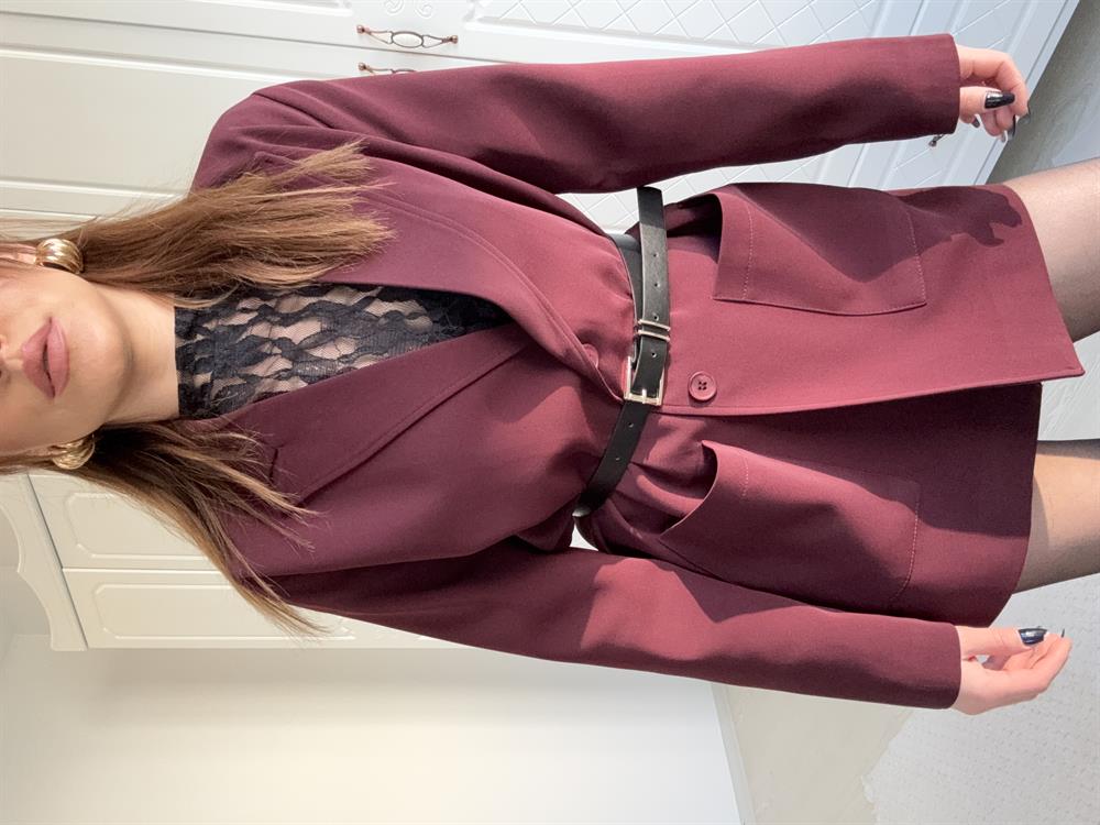 Büyük Cepli̇ Bleazer Ceket Bordo