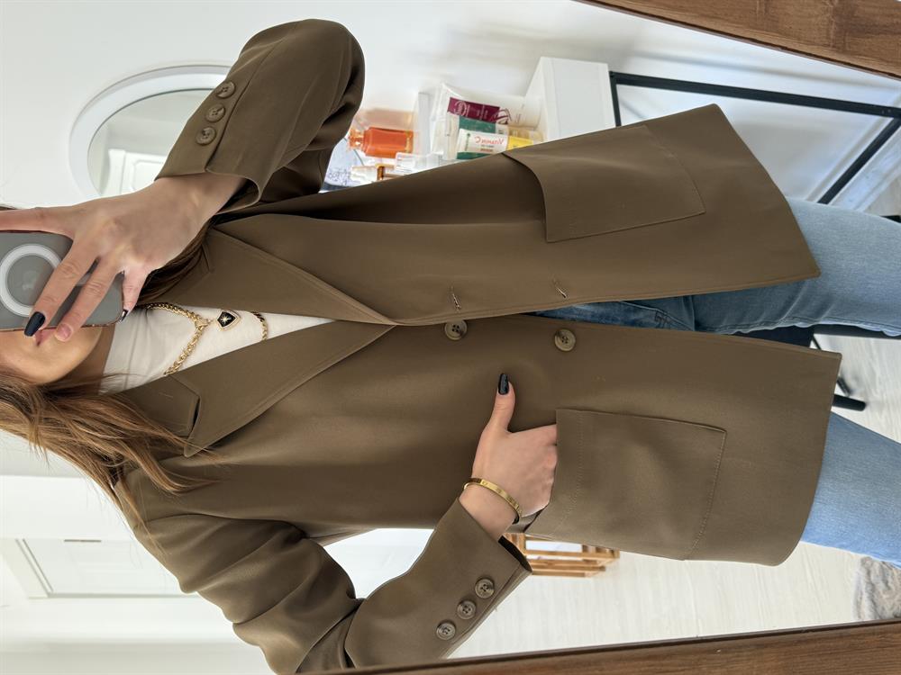 Büyük Cepli̇ Bleazer Ceket Yeşi̇l