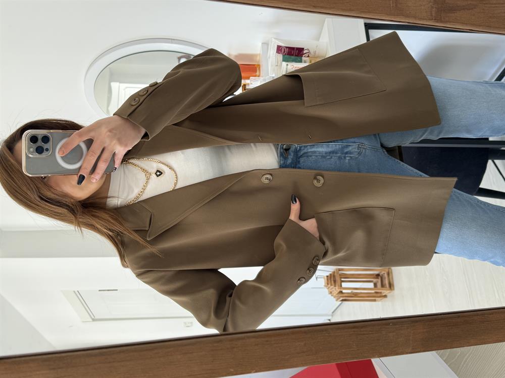 Büyük Cepli̇ Bleazer Ceket Yeşi̇l