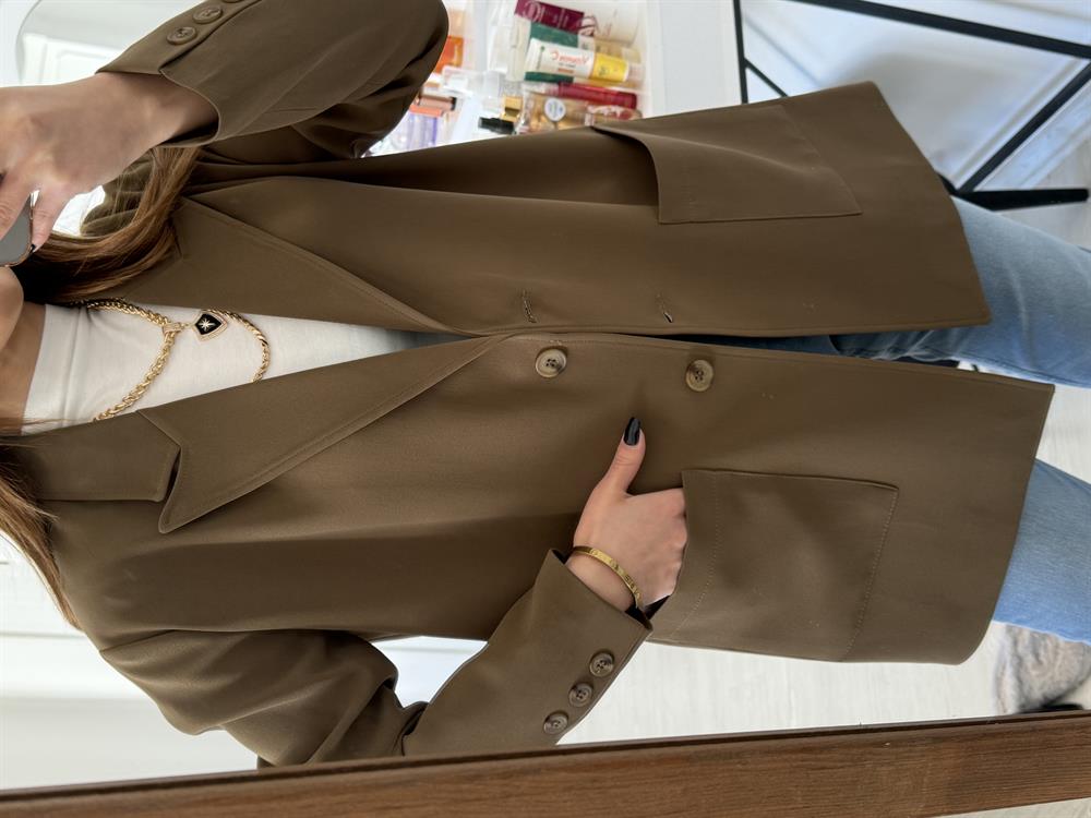 Büyük Cepli̇ Bleazer Ceket Yeşi̇l