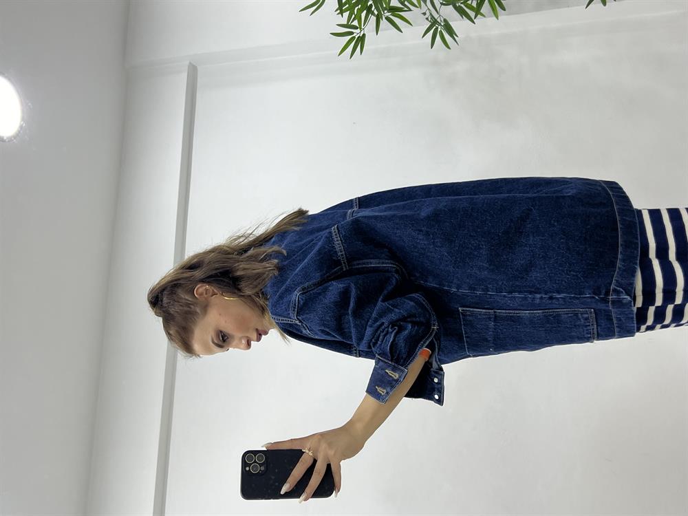 Büyük Cepli̇ Kot Ceket