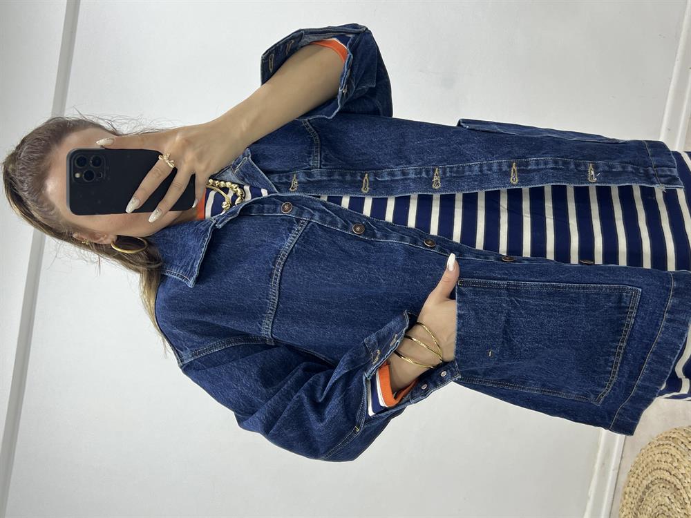 Büyük Cepli̇ Kot Ceket