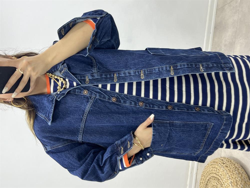 Büyük Cepli̇ Kot Ceket