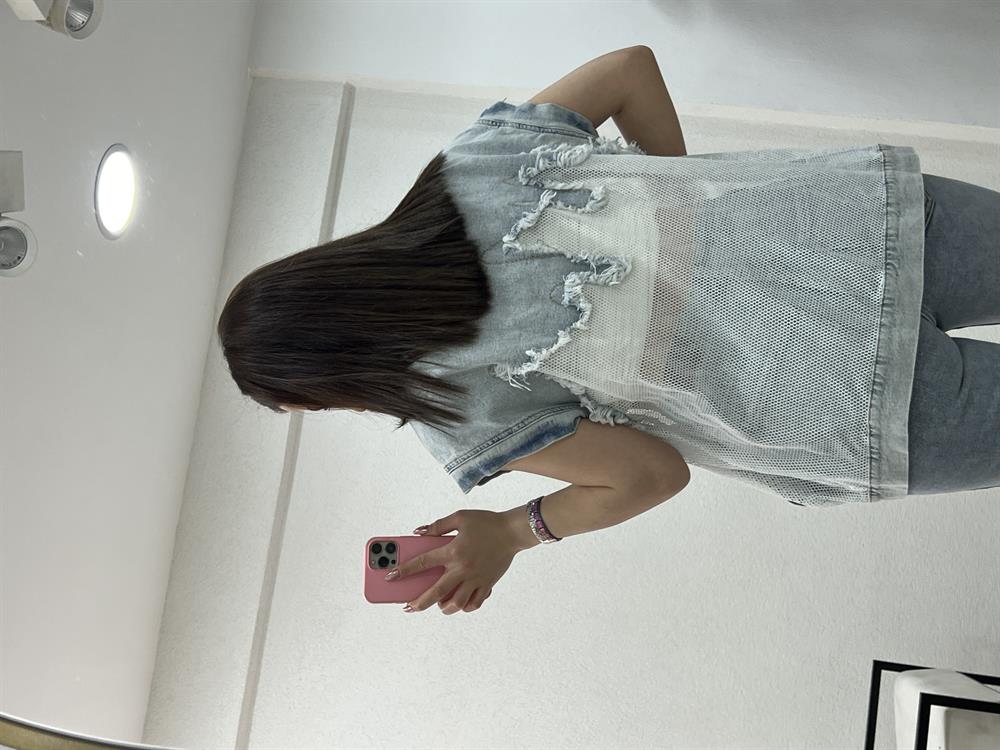 Buz Mavi̇ Fi̇le Detayli Yelek