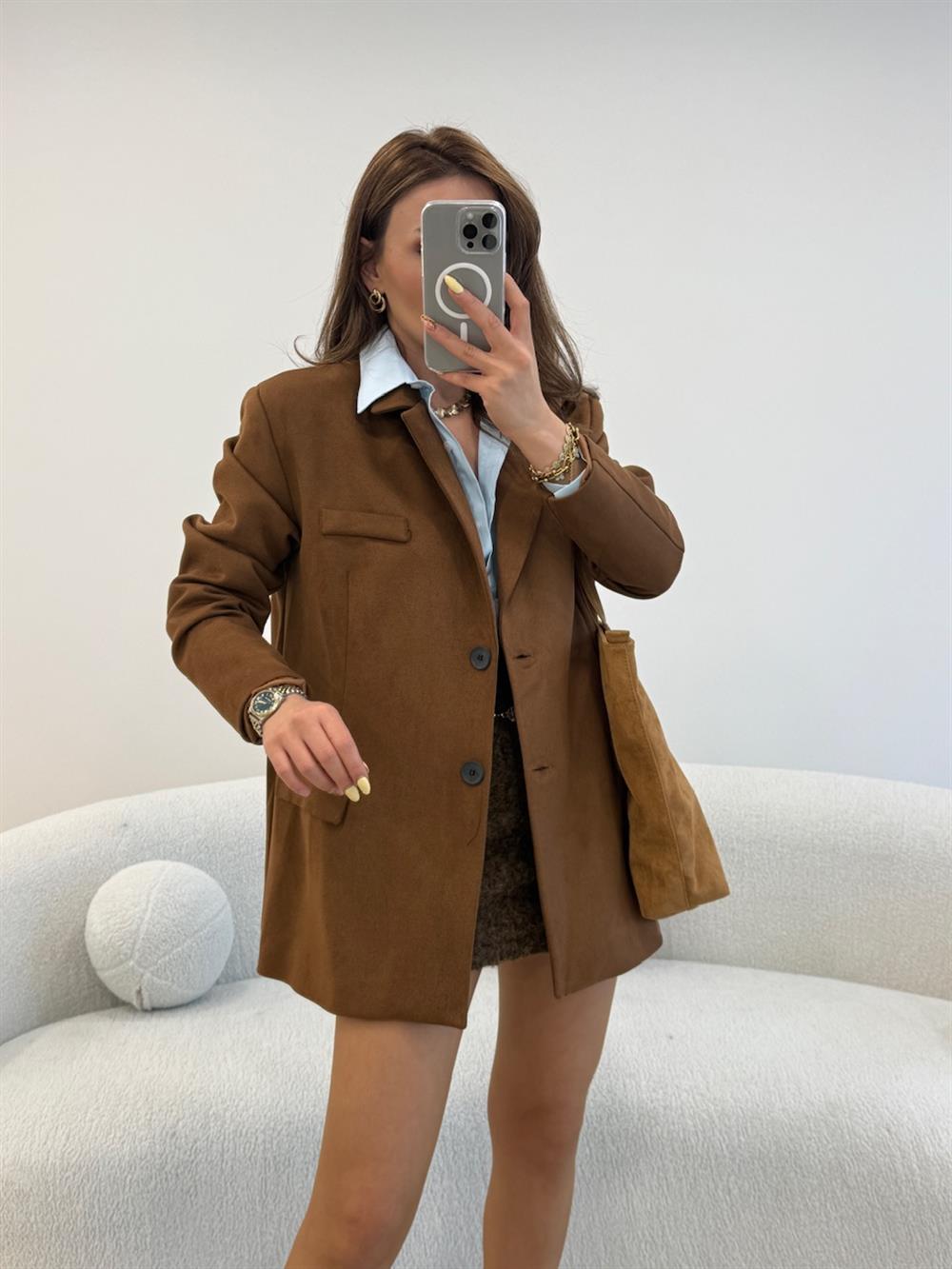 CAMEL SÜET BLAZER CEKET