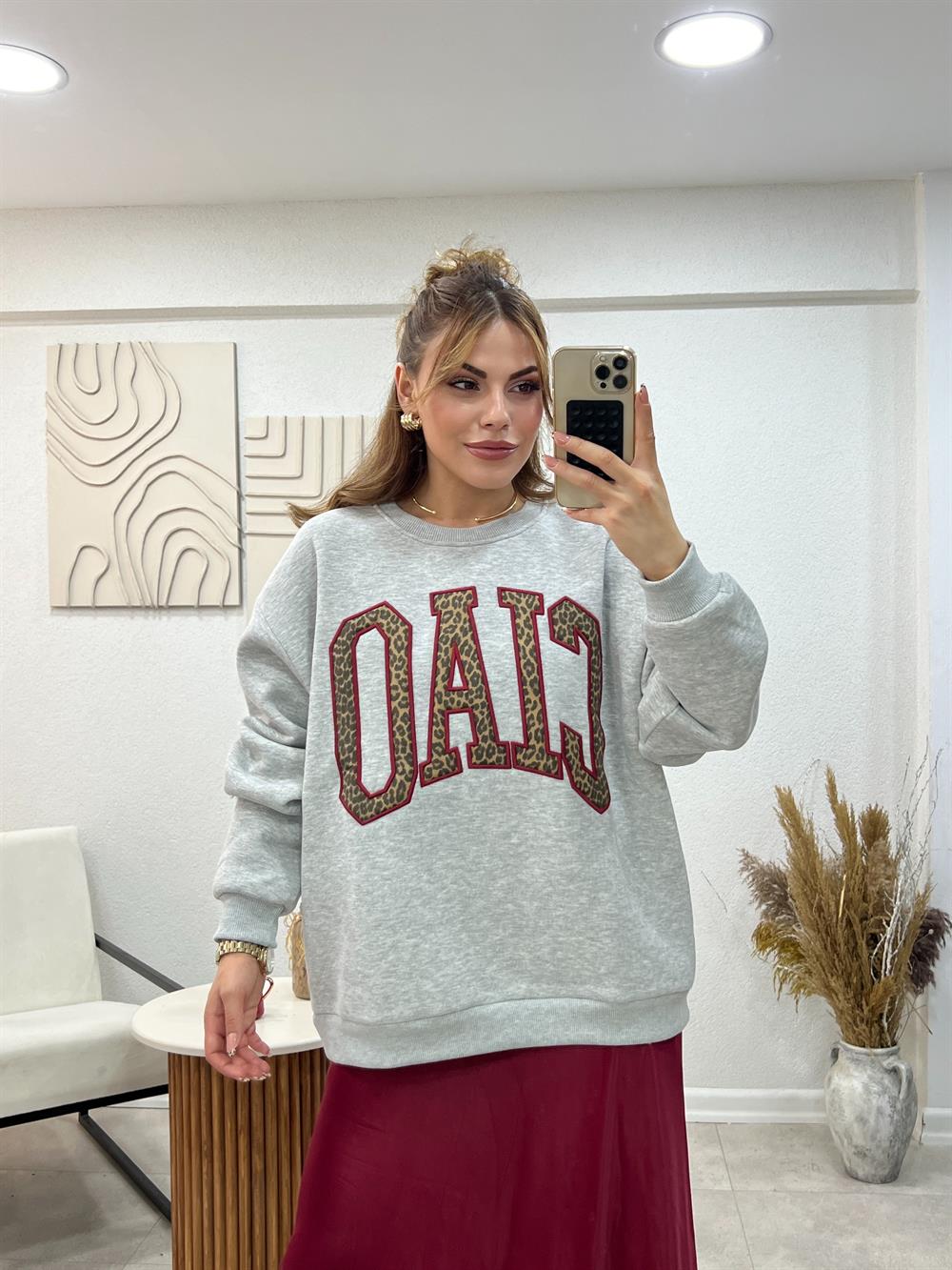 Ciao Yazi İşlemeli̇ Leo Sweat