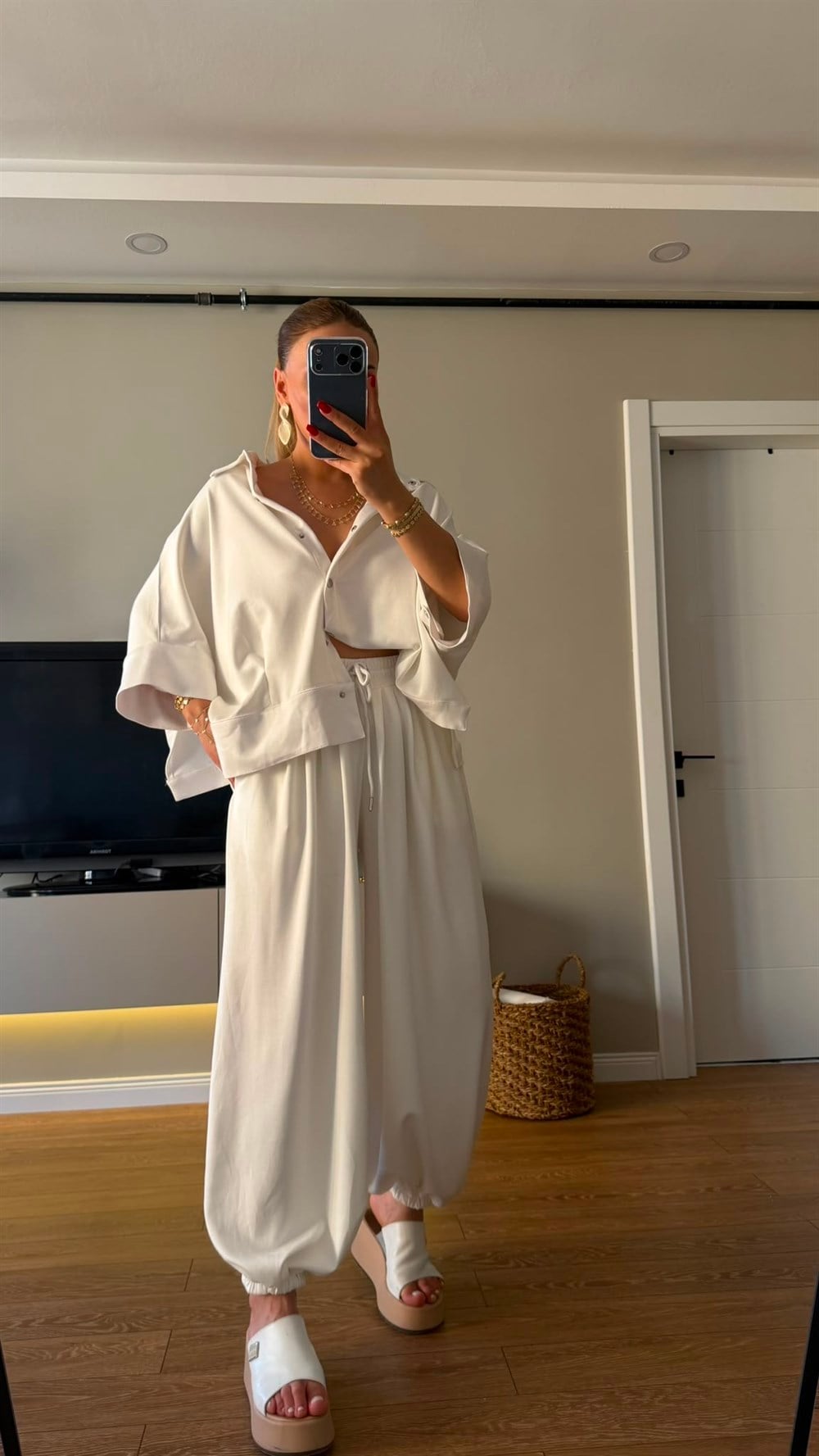 Çıtçıt Detaylı Modal Takım Beyaz