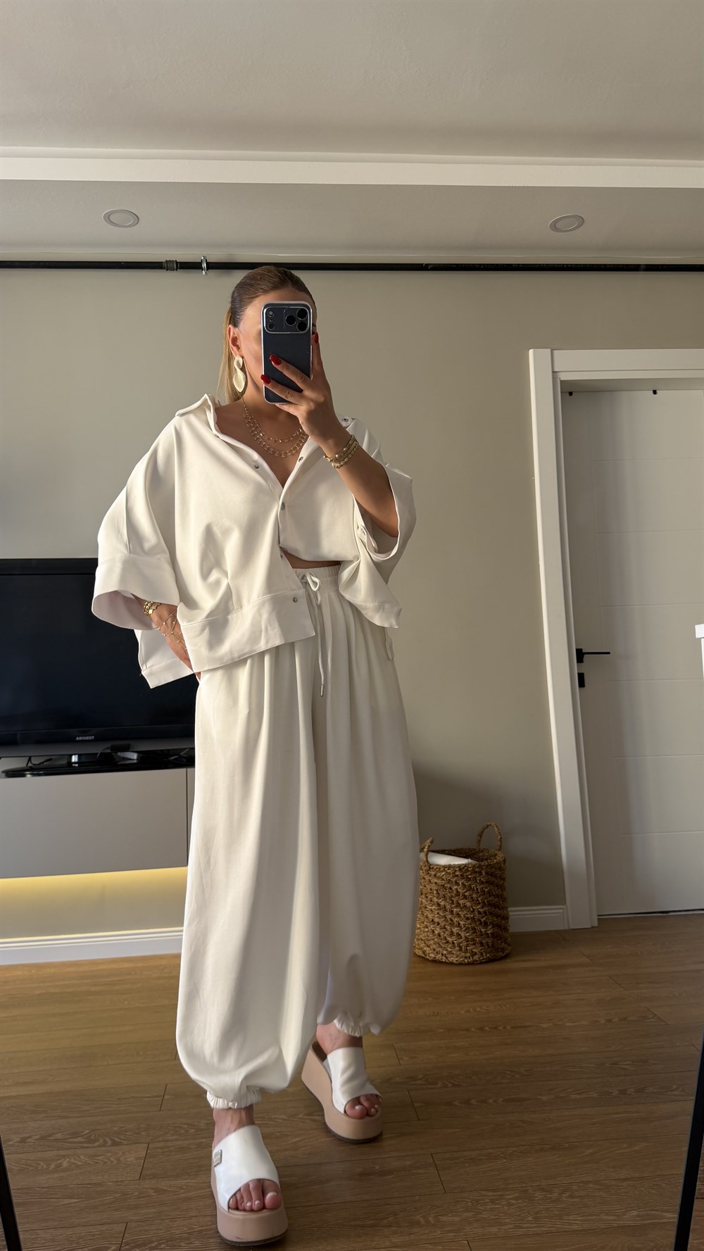 Çıtçıt Detaylı Modal Takım Beyaz