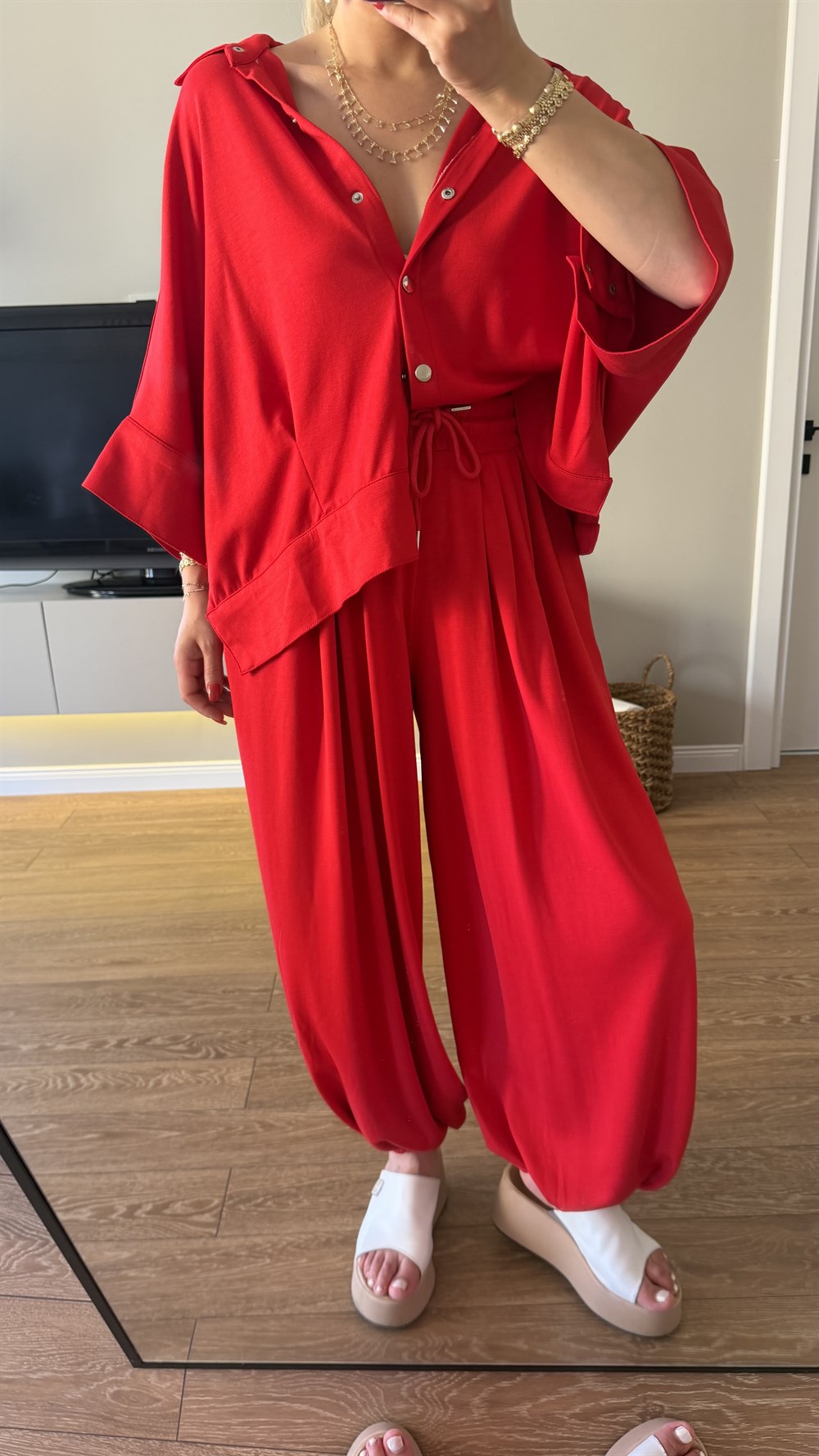 Çıtçıt Detaylı Modal Takım Kırmızı