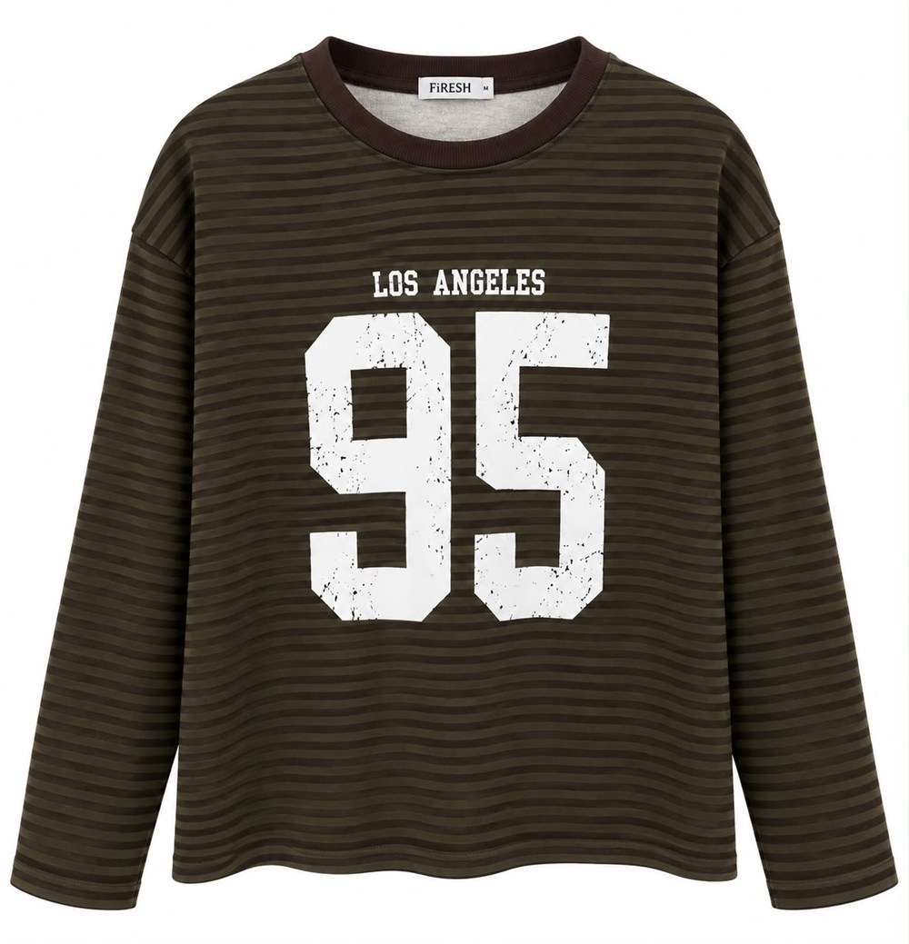 Çizgili Basic  Sweat 95 Kahve