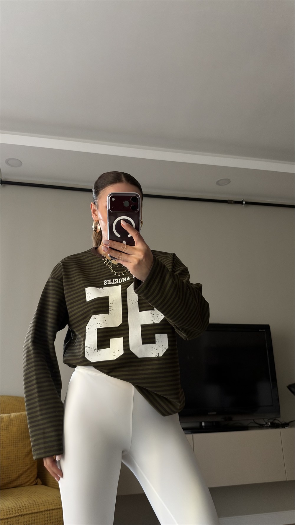 Çizgili Basic  Sweat 95 Kahve