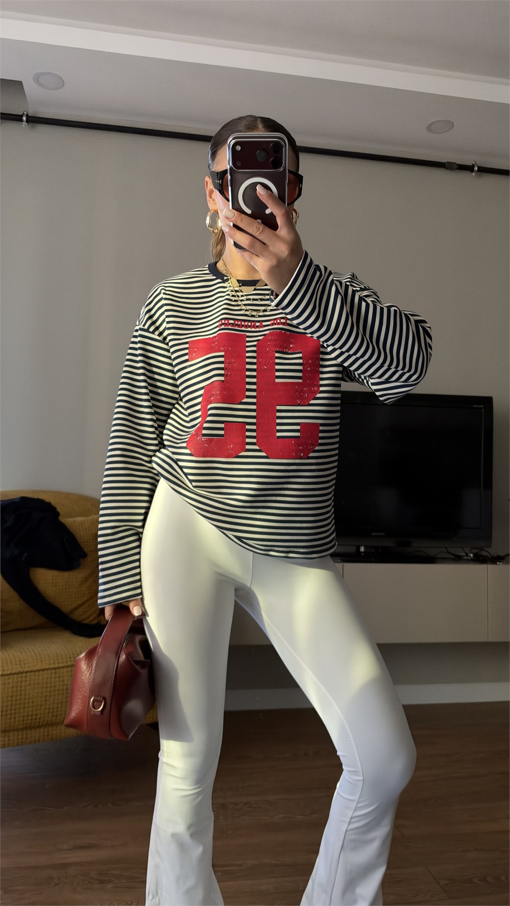 Çizgili Basic  Sweat 95 Lacivert