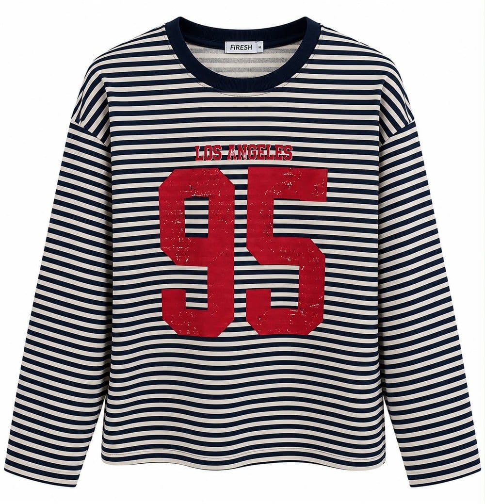 Çizgili Basic  Sweat 95 Lacivert