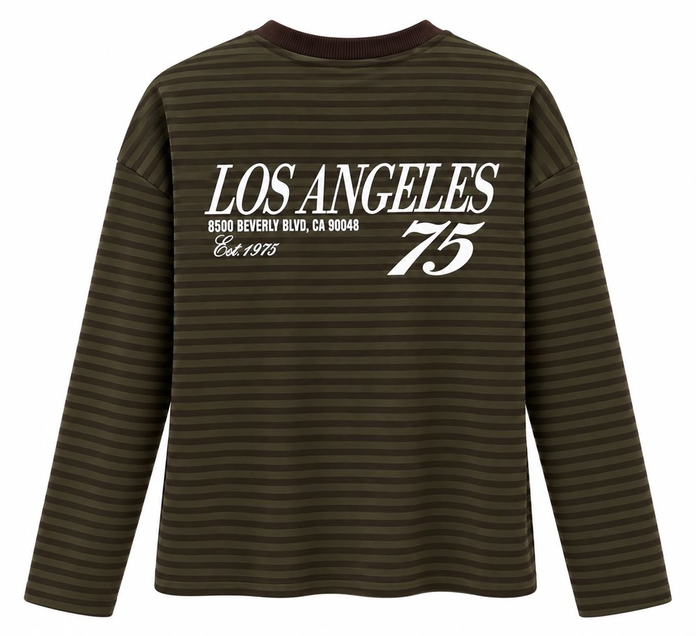 Çizgili Basic  Sweat Los 75 Kahve