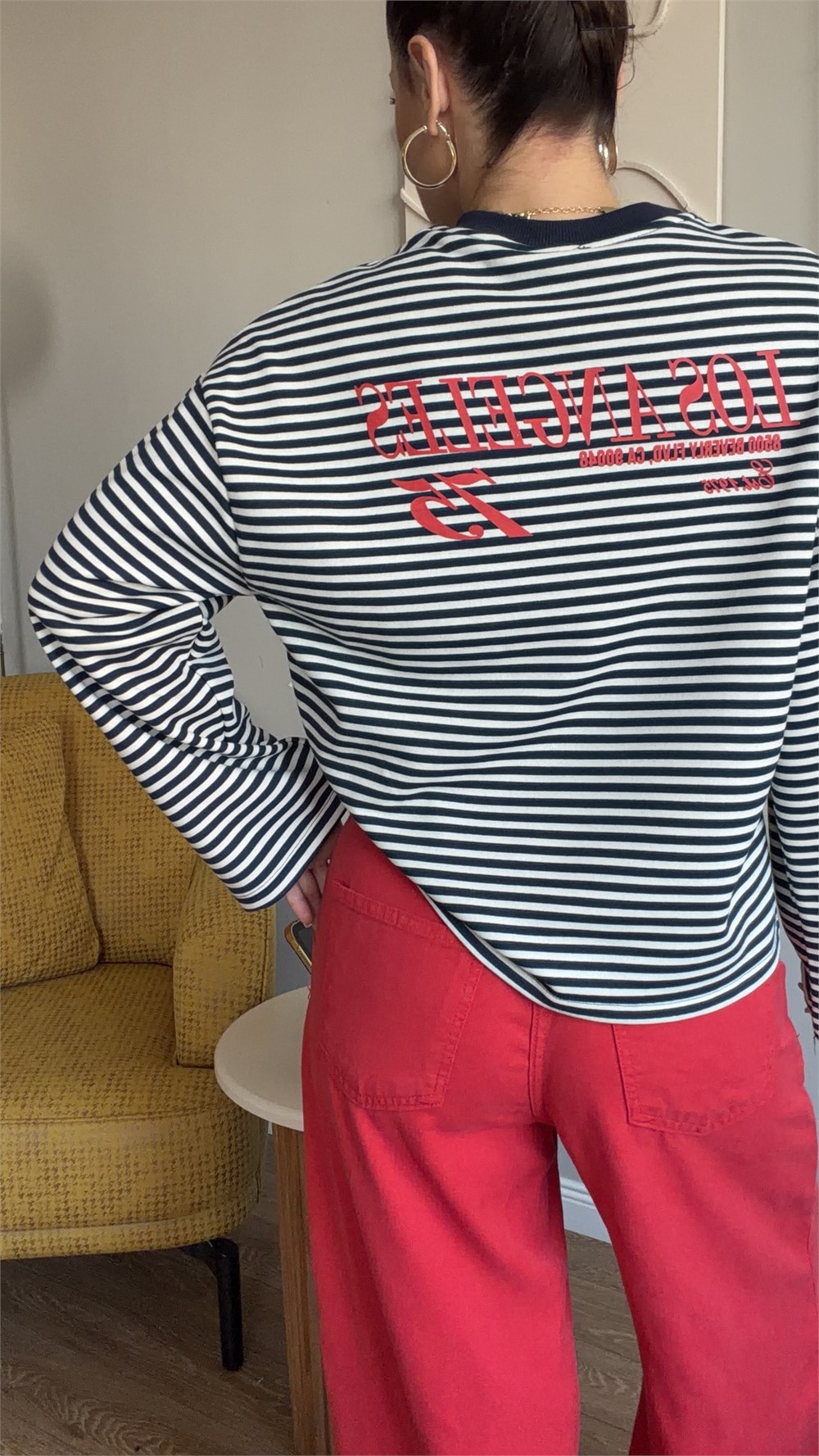 Çizgili Basic  Sweat Los 75 Lacivert