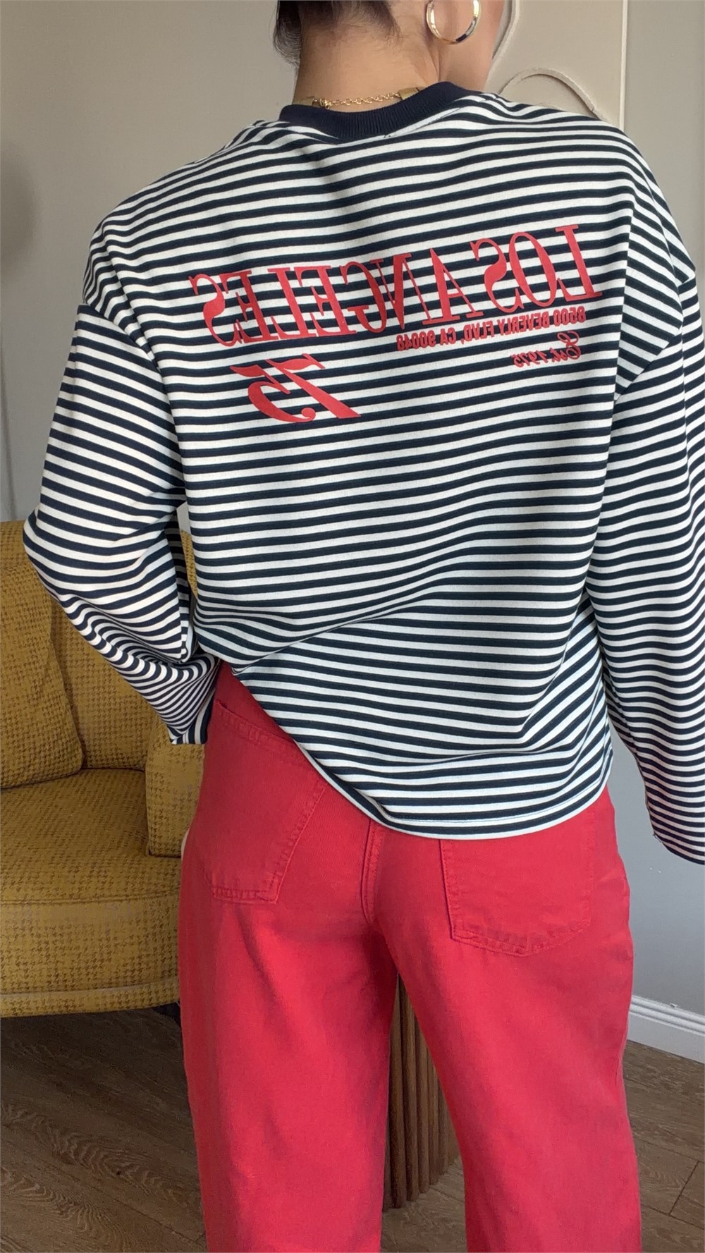 Çizgili Basic  Sweat Los 75 Lacivert