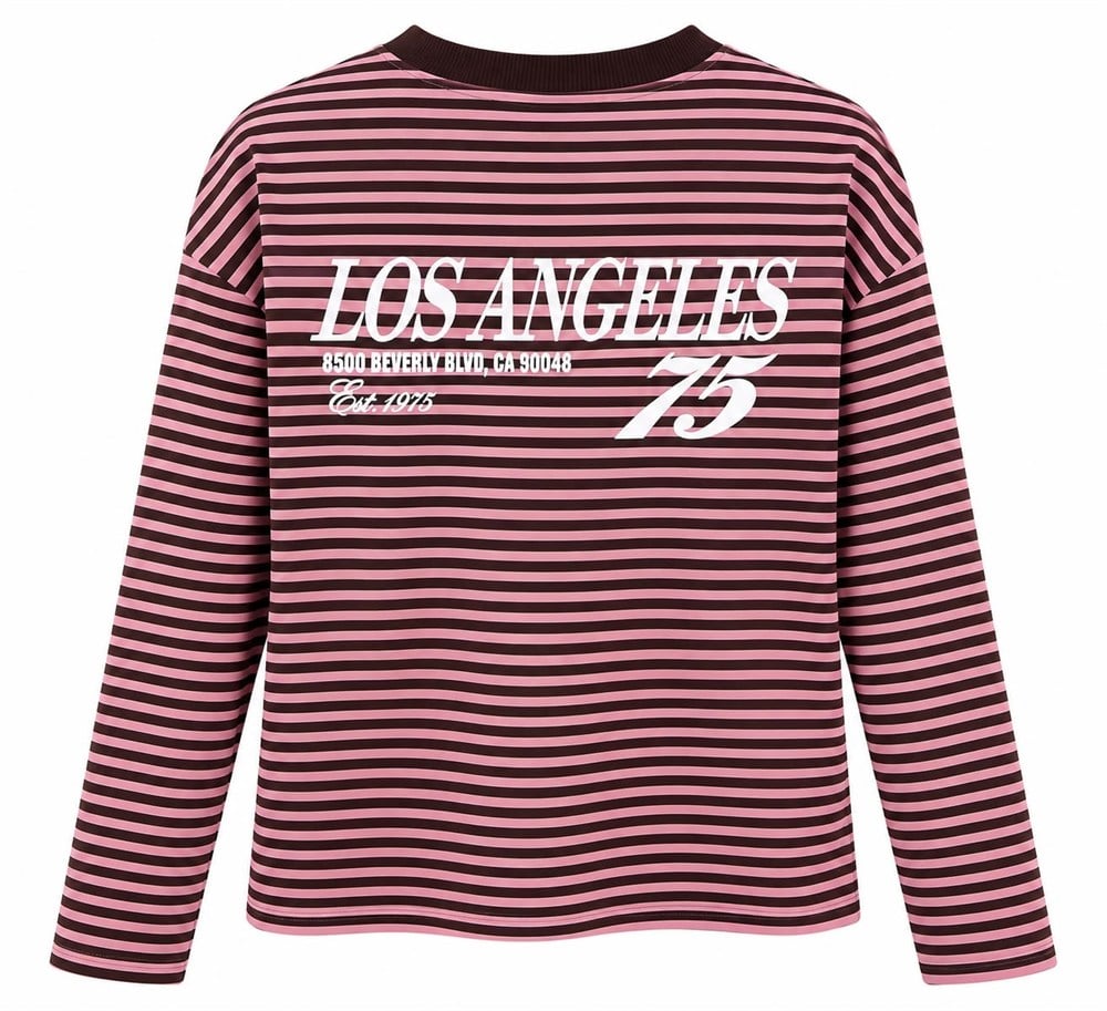 Çizgili Basic  Sweat Los 75 Pembe