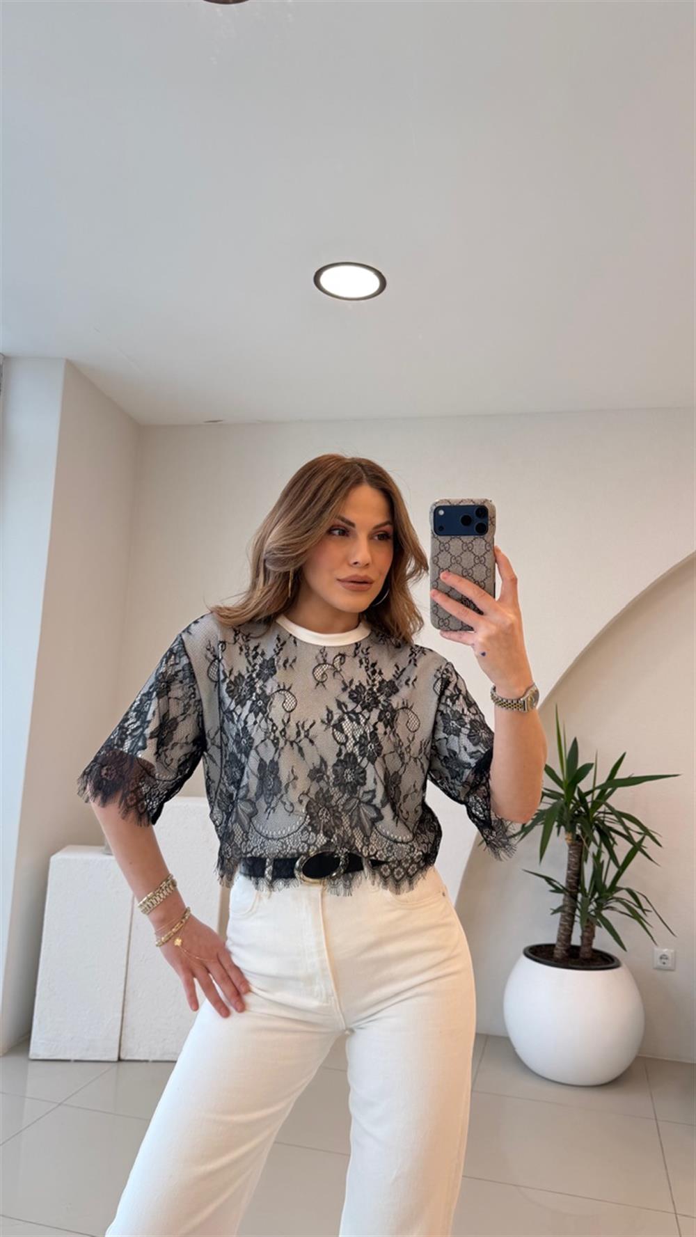 DANTEL DETAYLI MODAL TSHİRT