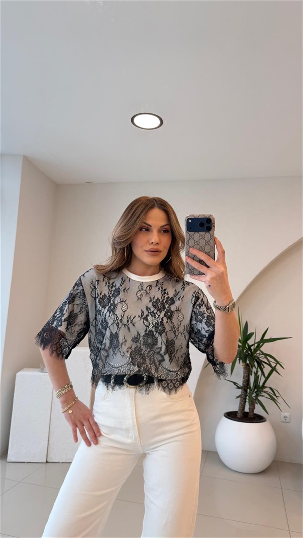 DANTEL DETAYLI MODAL TSHİRT