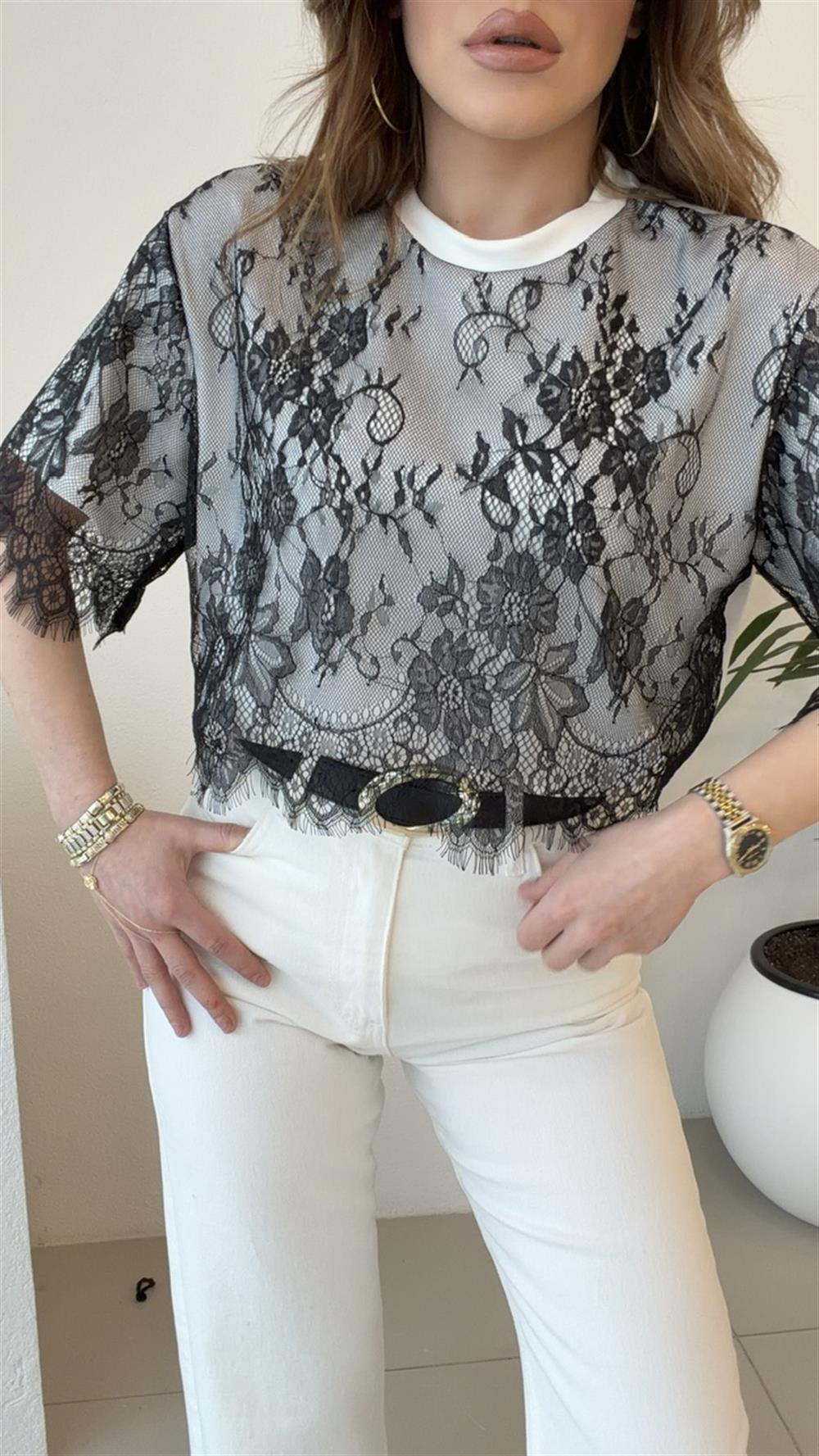 DANTEL DETAYLI MODAL TSHİRT