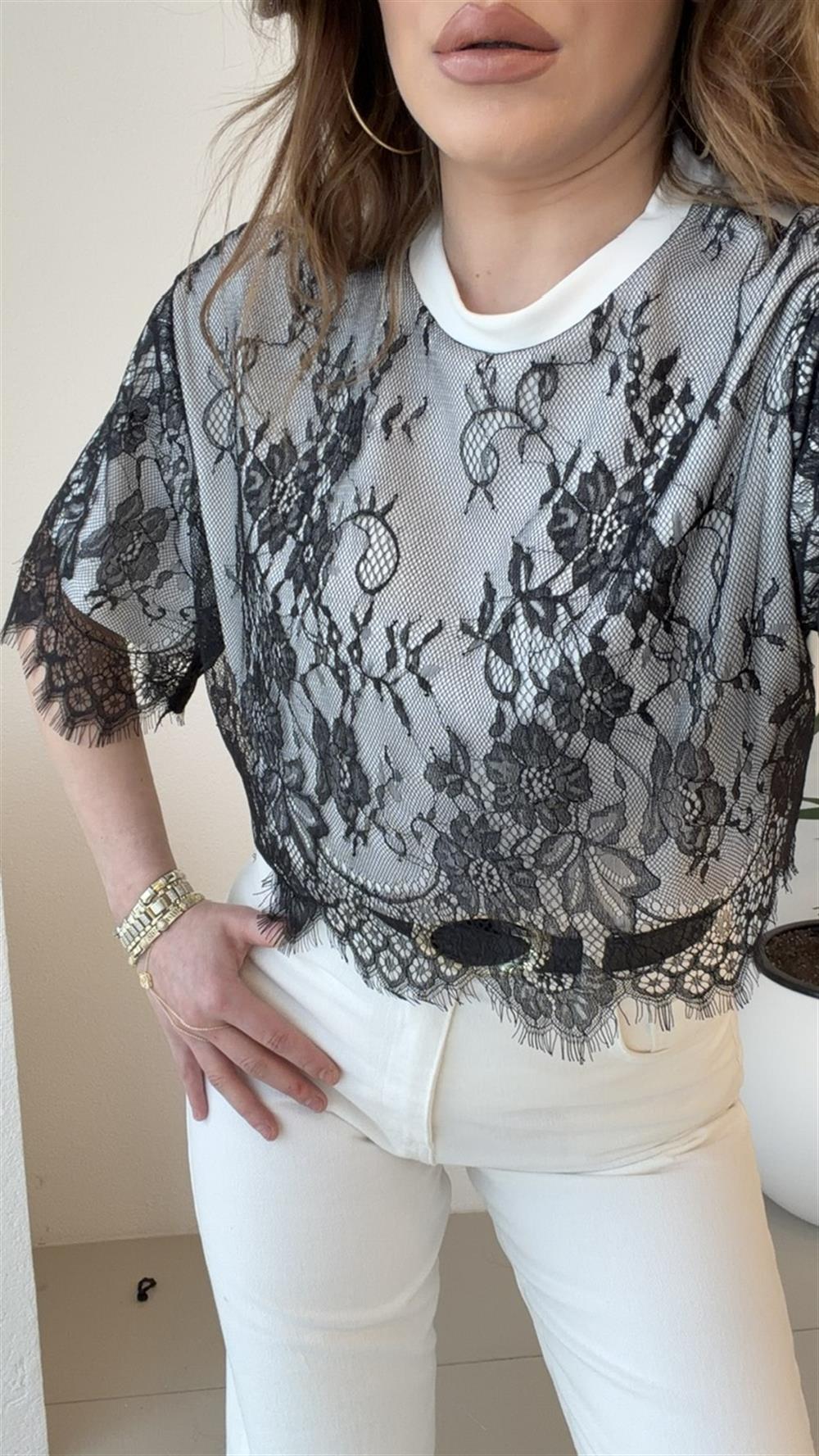 DANTEL DETAYLI MODAL TSHİRT