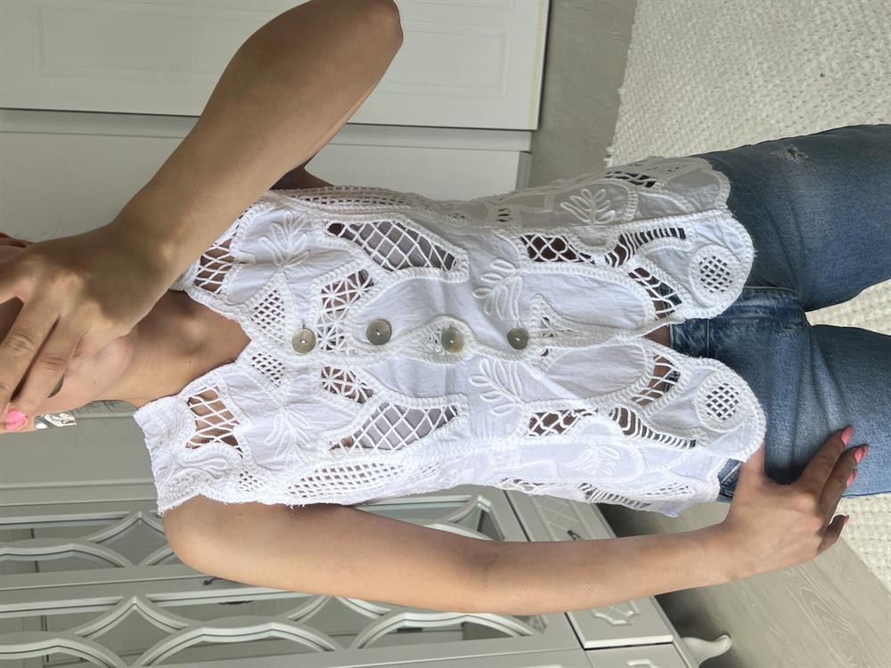 Dantel İşlemeli̇ Kolsuz Yelek