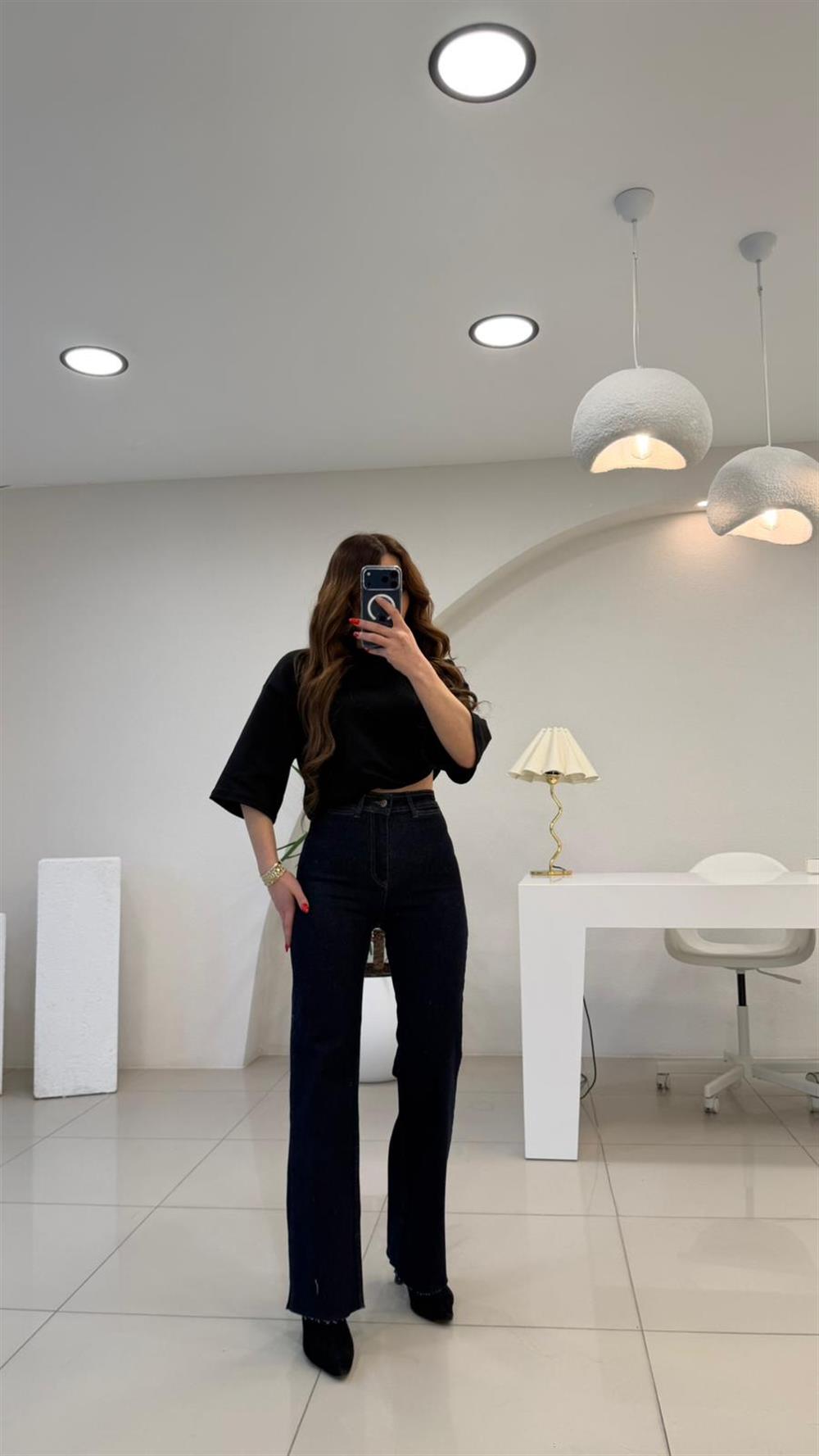 DEKORATİF CEP DETAYLI PALAZZO JEAN RİNS LACİVERT