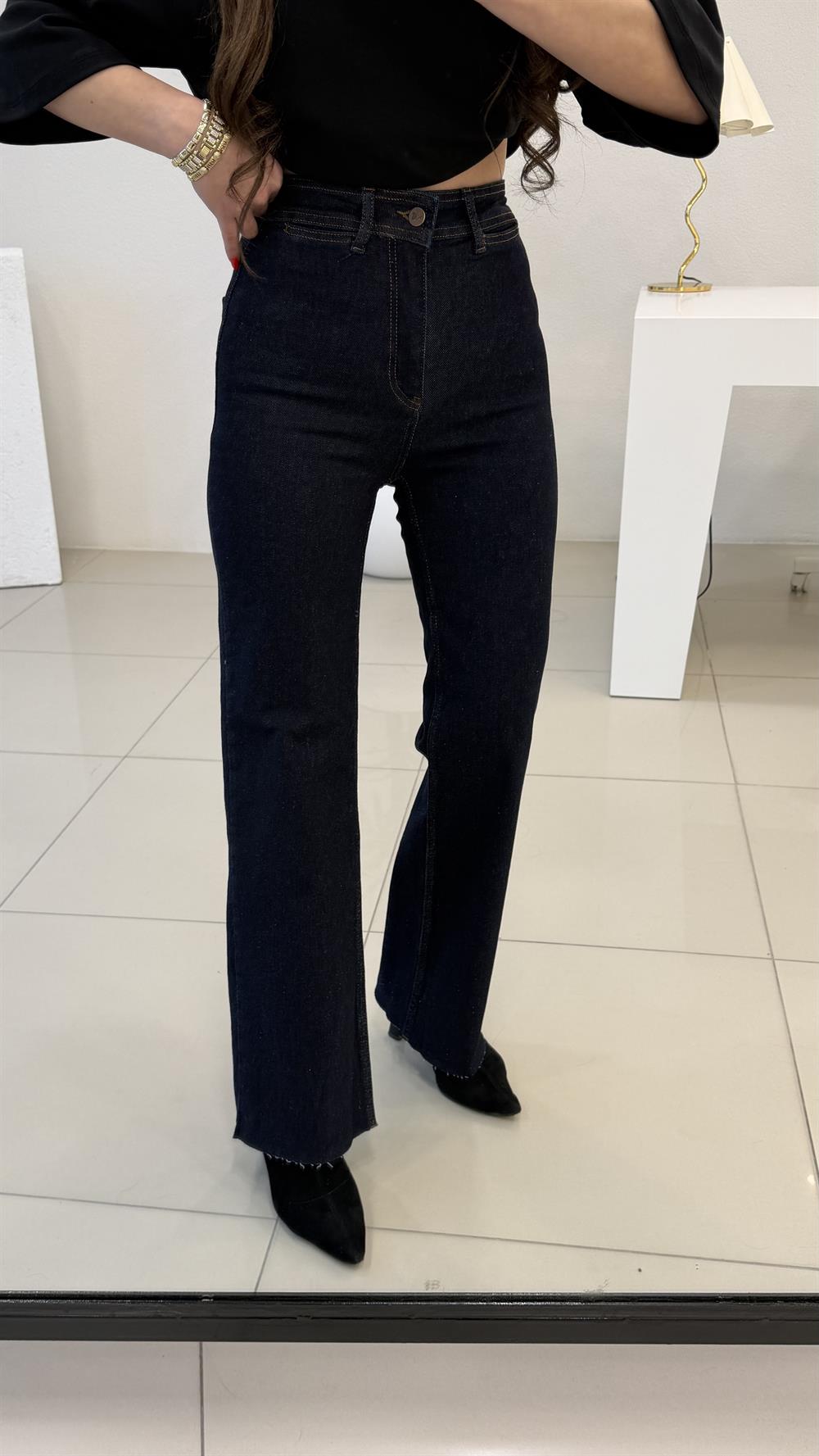 DEKORATİF CEP DETAYLI PALAZZO JEAN RİNS LACİVERT