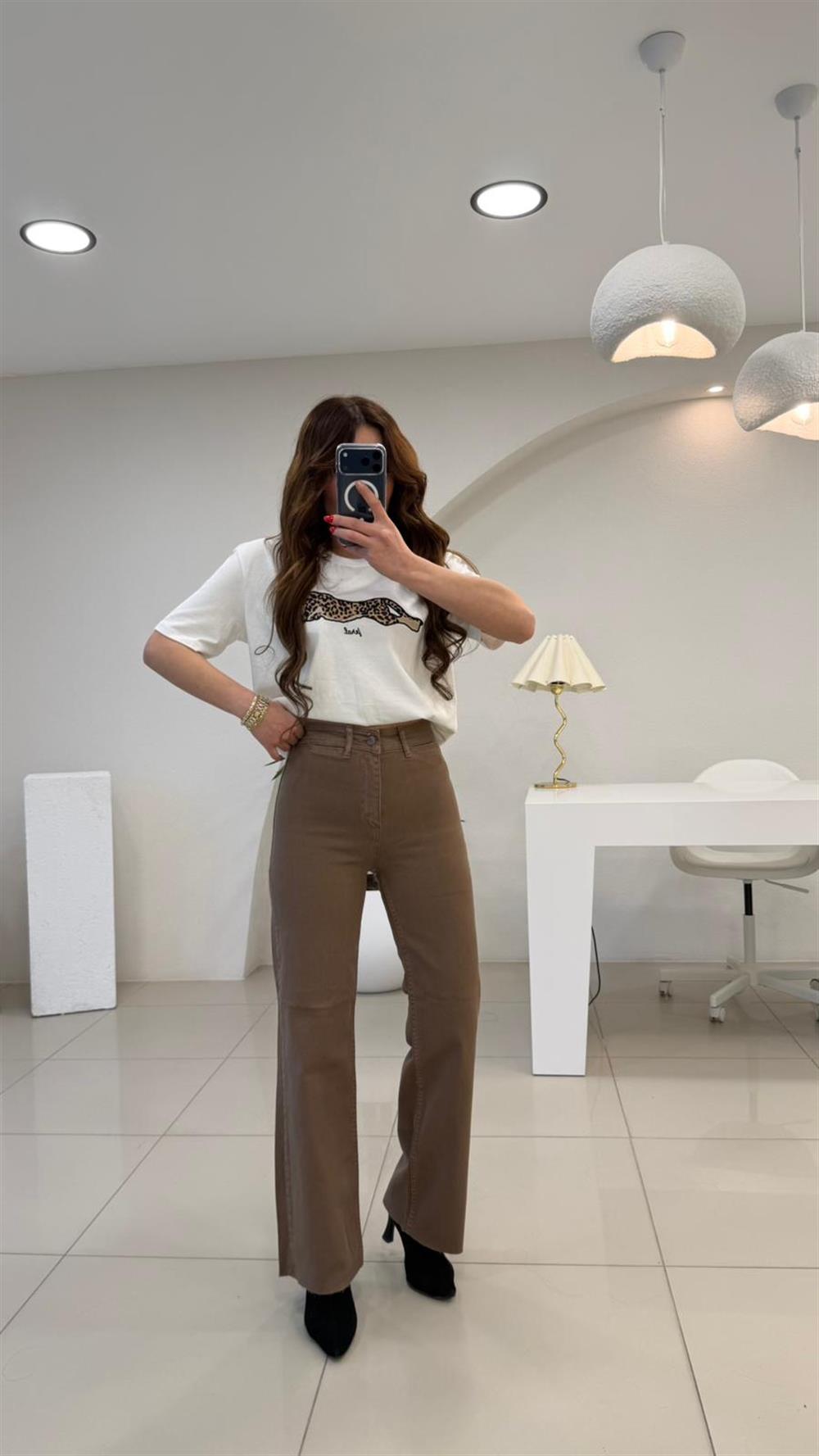 DEKORATİF CEP DETAYLI PALAZZO JEAN TOPRAK