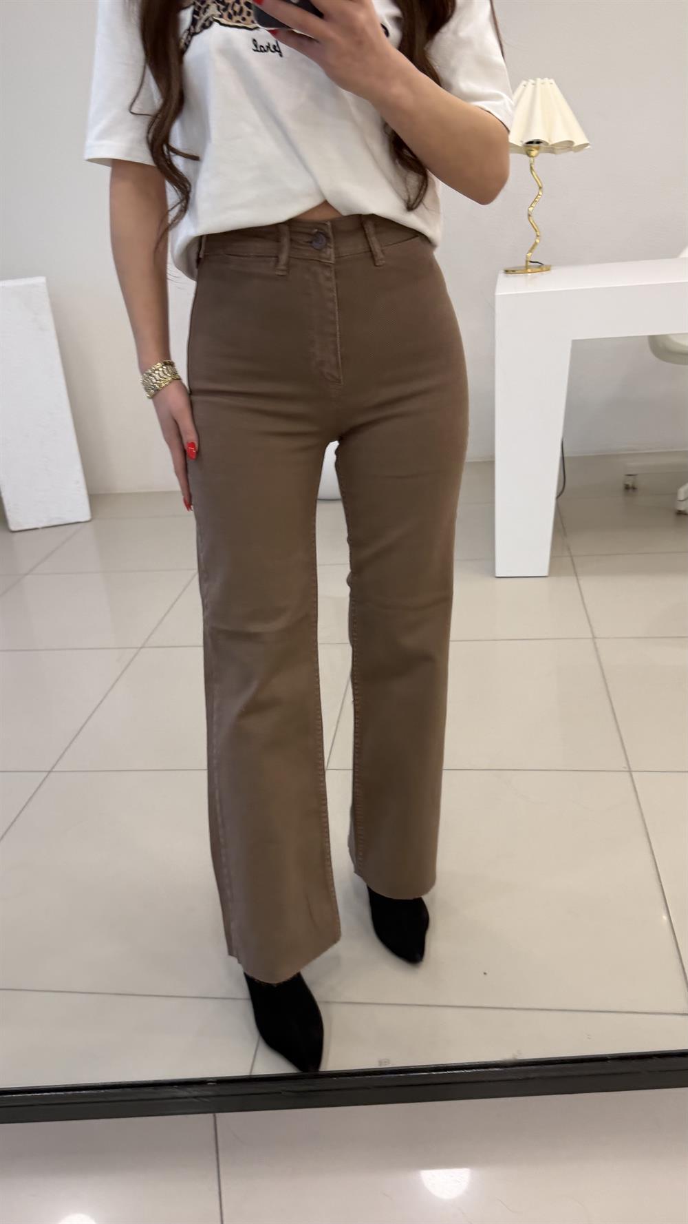 DEKORATİF CEP DETAYLI PALAZZO JEAN TOPRAK