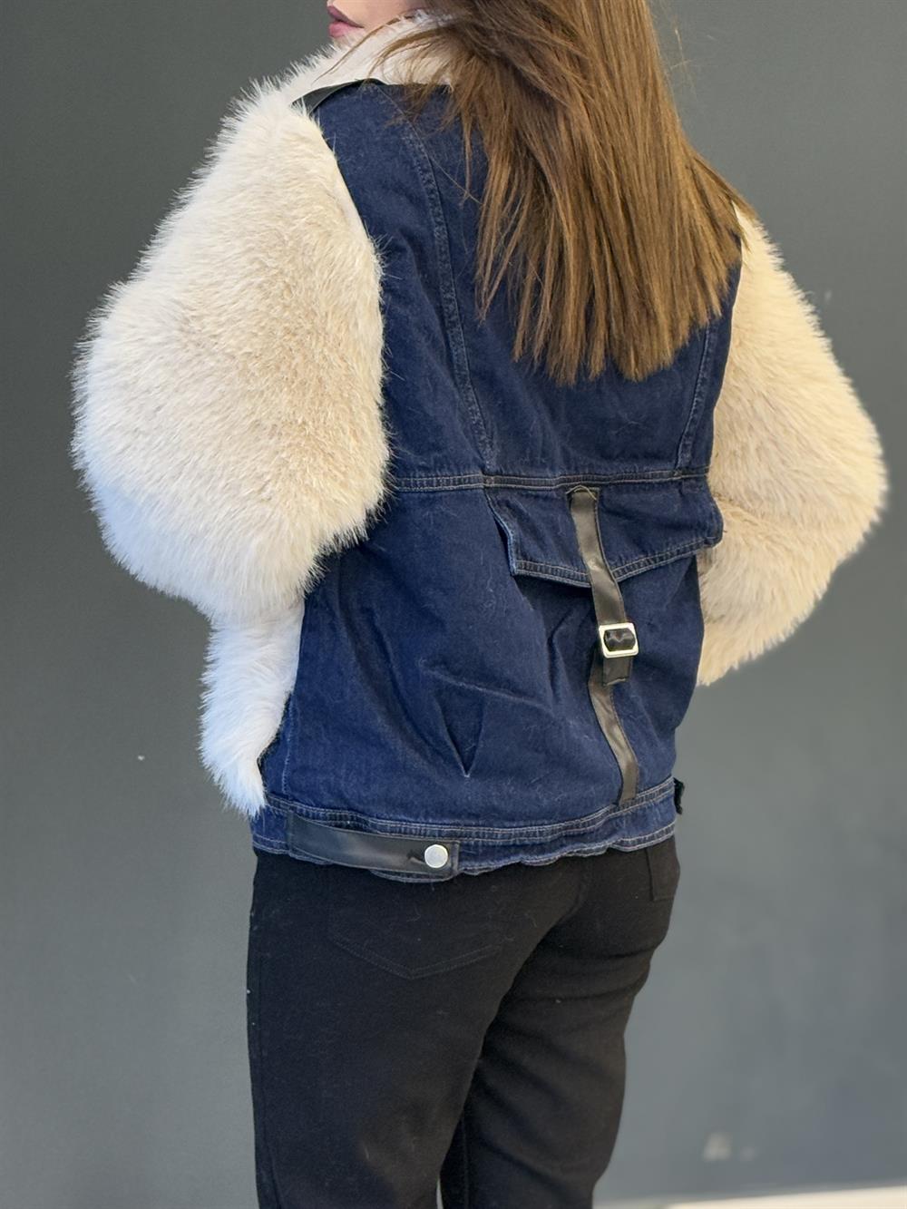 Deni̇m Detayli Tasarim Kürk