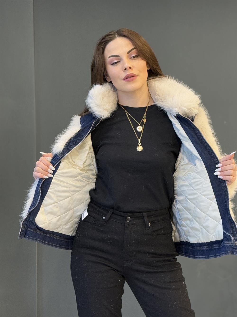 Deni̇m Detayli Tasarim Kürk