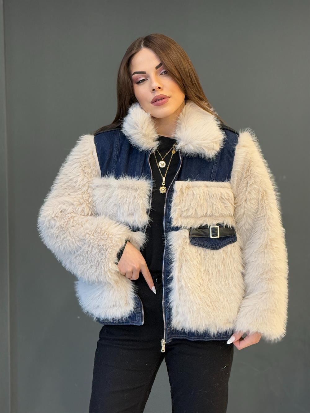 Deni̇m Detayli Tasarim Kürk