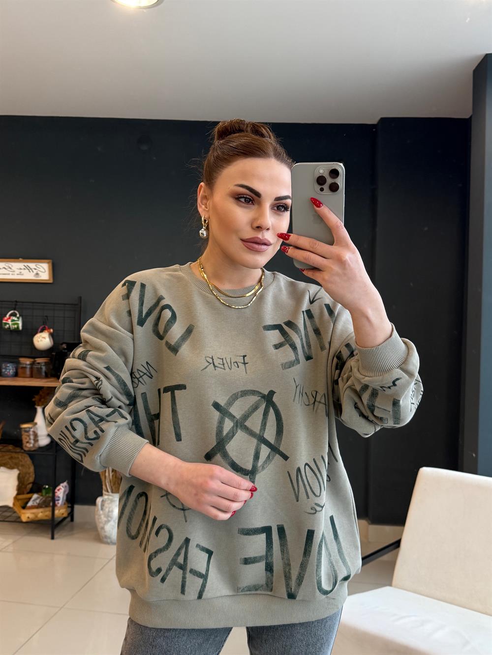 Desenli̇ Tasarim Sweatshirt