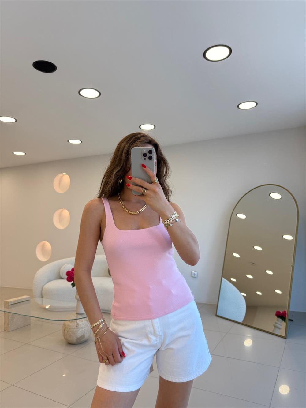 KALIN ASKILI FİTİLLİ ATLET PEMBE