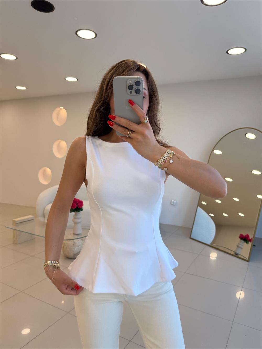 KAYIK YAKA KOLSUZ TSHIRT BEYAZ 