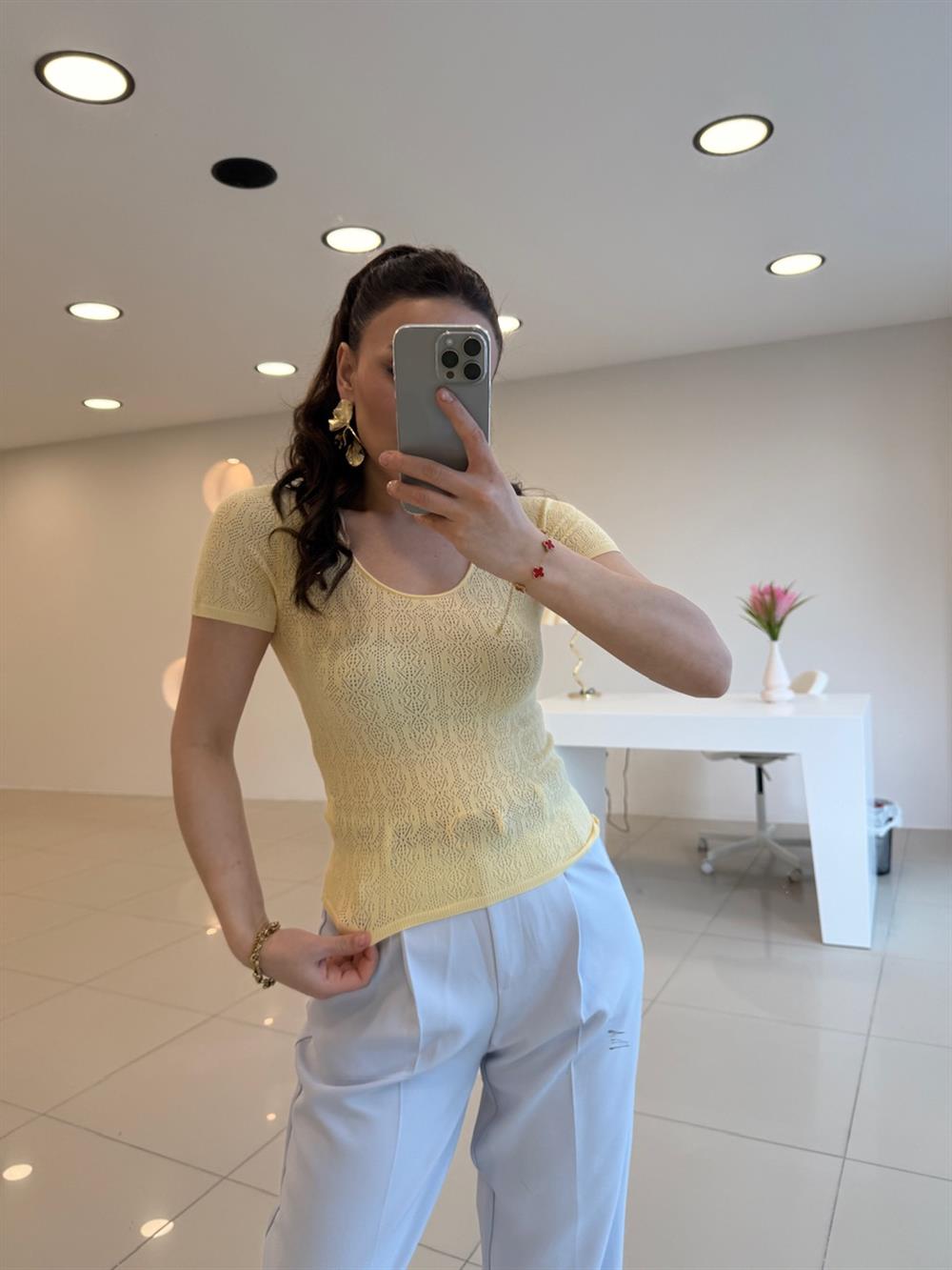KISA KOL MERSERİZE SARI