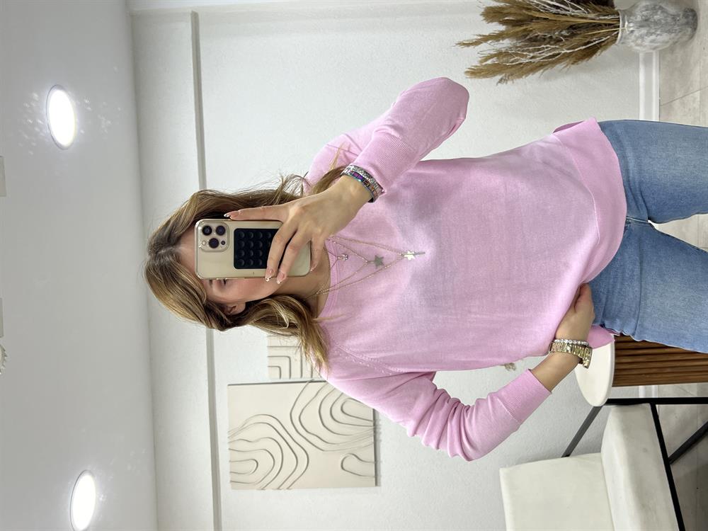Di̇lvi̇n Uzun Kollu İnce Tri̇ko Pembe
