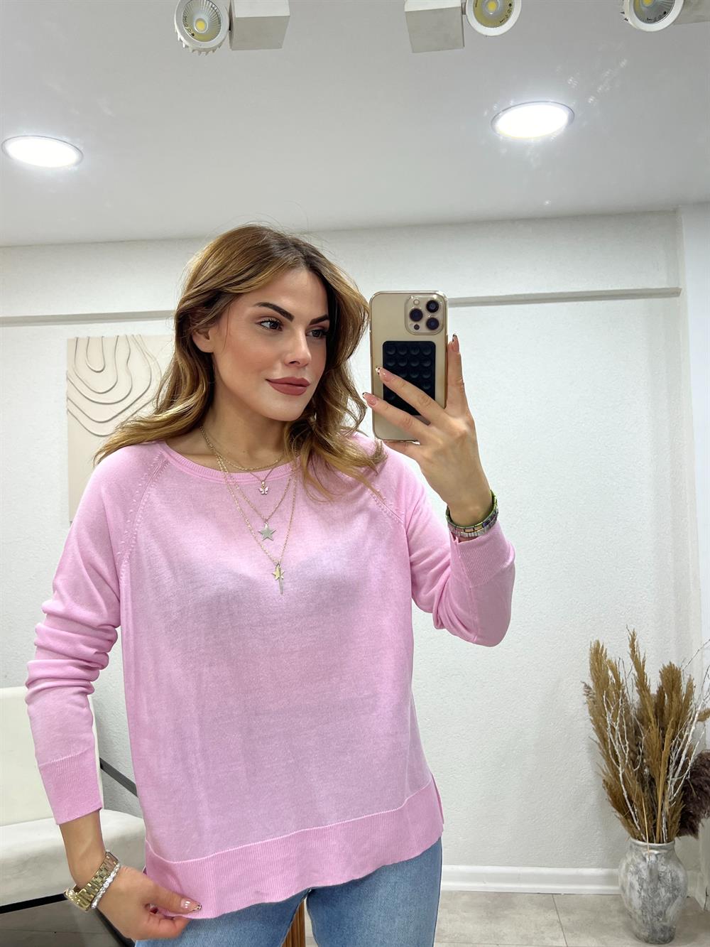 Di̇lvi̇n Uzun Kollu İnce Tri̇ko Pembe