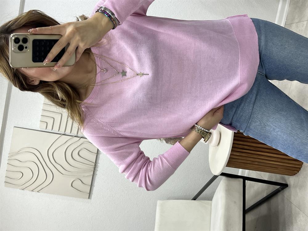 Di̇lvi̇n Uzun Kollu İnce Tri̇ko Pembe