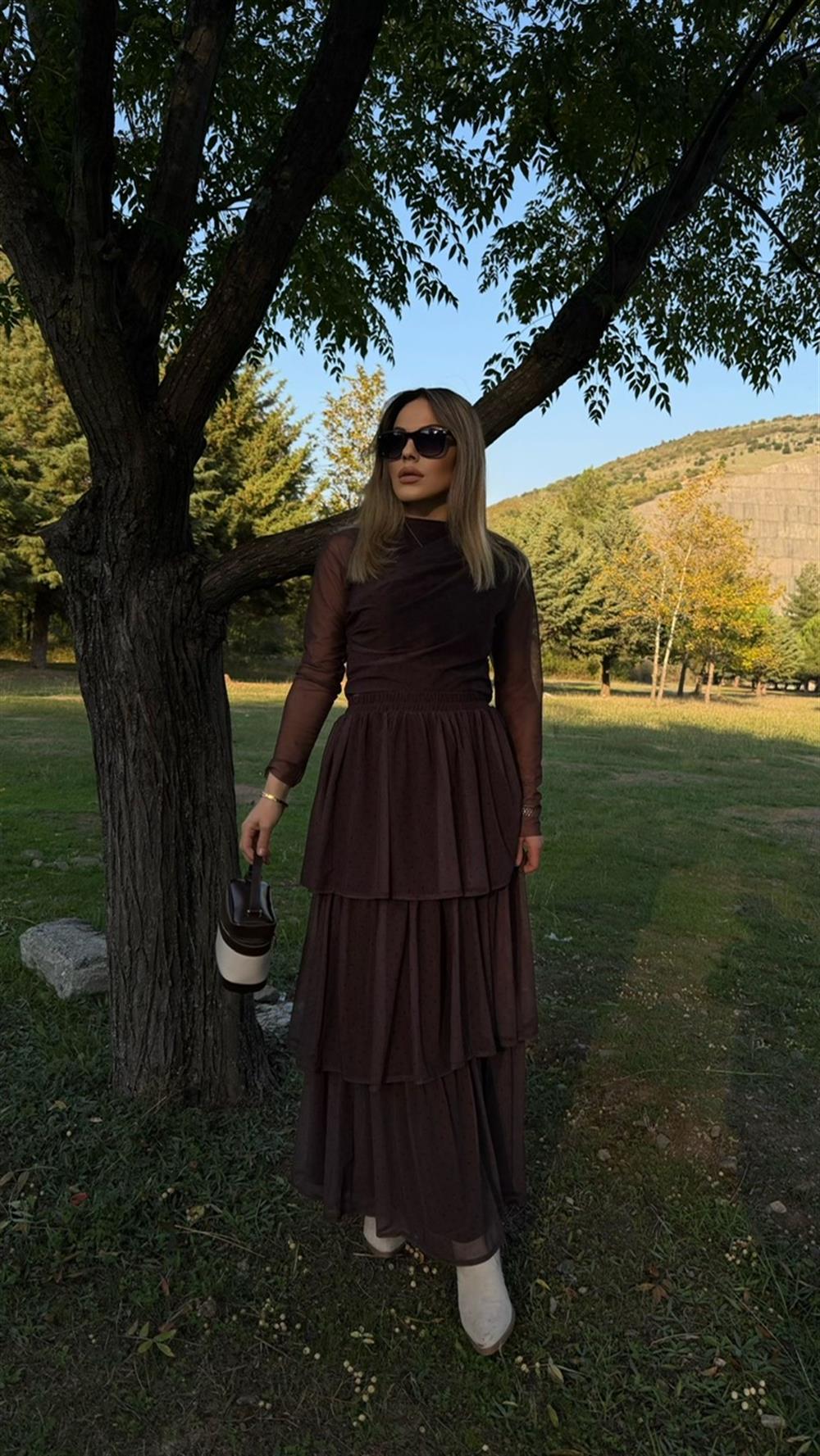 DRAPELİ KAT KAT ETEKLİ TÜL TAKIM