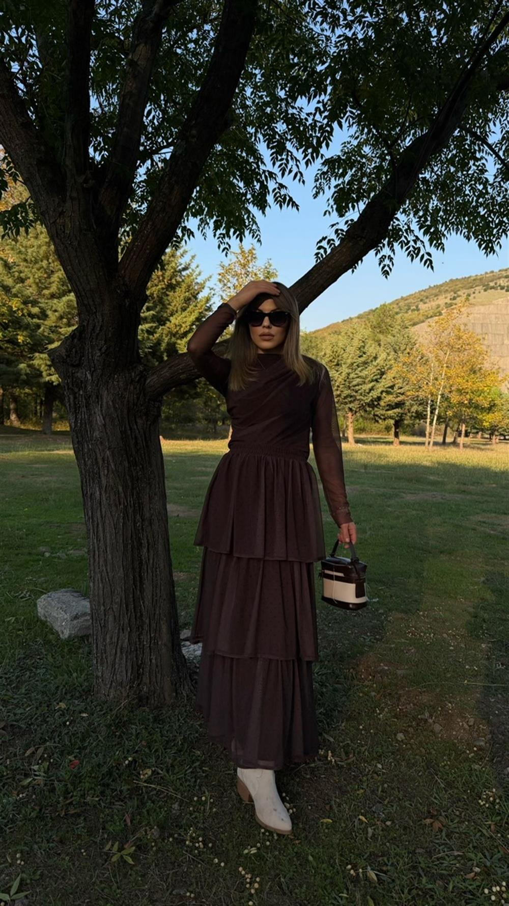 DRAPELİ KAT KAT ETEKLİ TÜL TAKIM