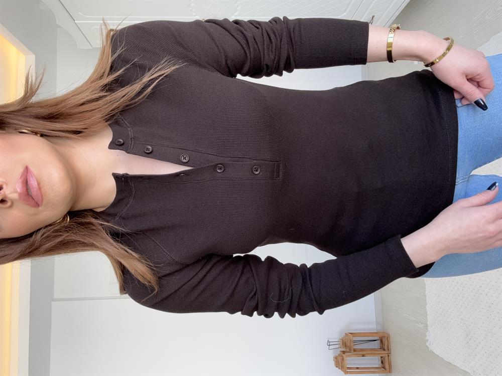 Düğmeli̇ Fi̇ti̇lli̇ Bady Aci Kahve
