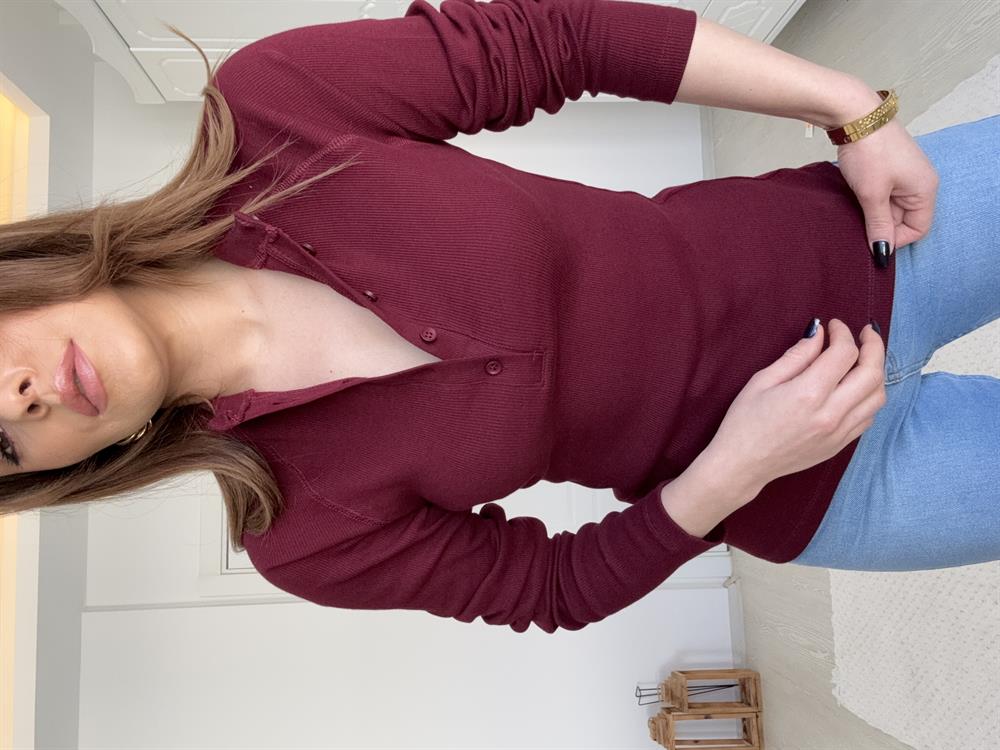 Düğmeli̇ Fi̇ti̇lli̇ Bady Bordo