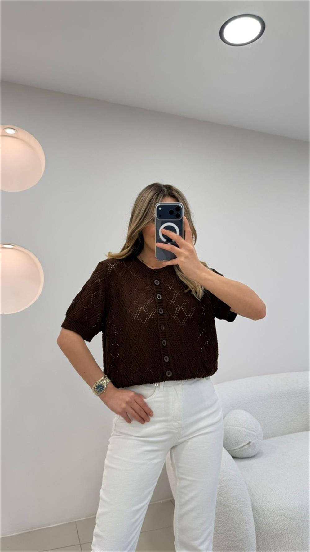 DÜĞMELİ KISA KISA KOL TRİKO