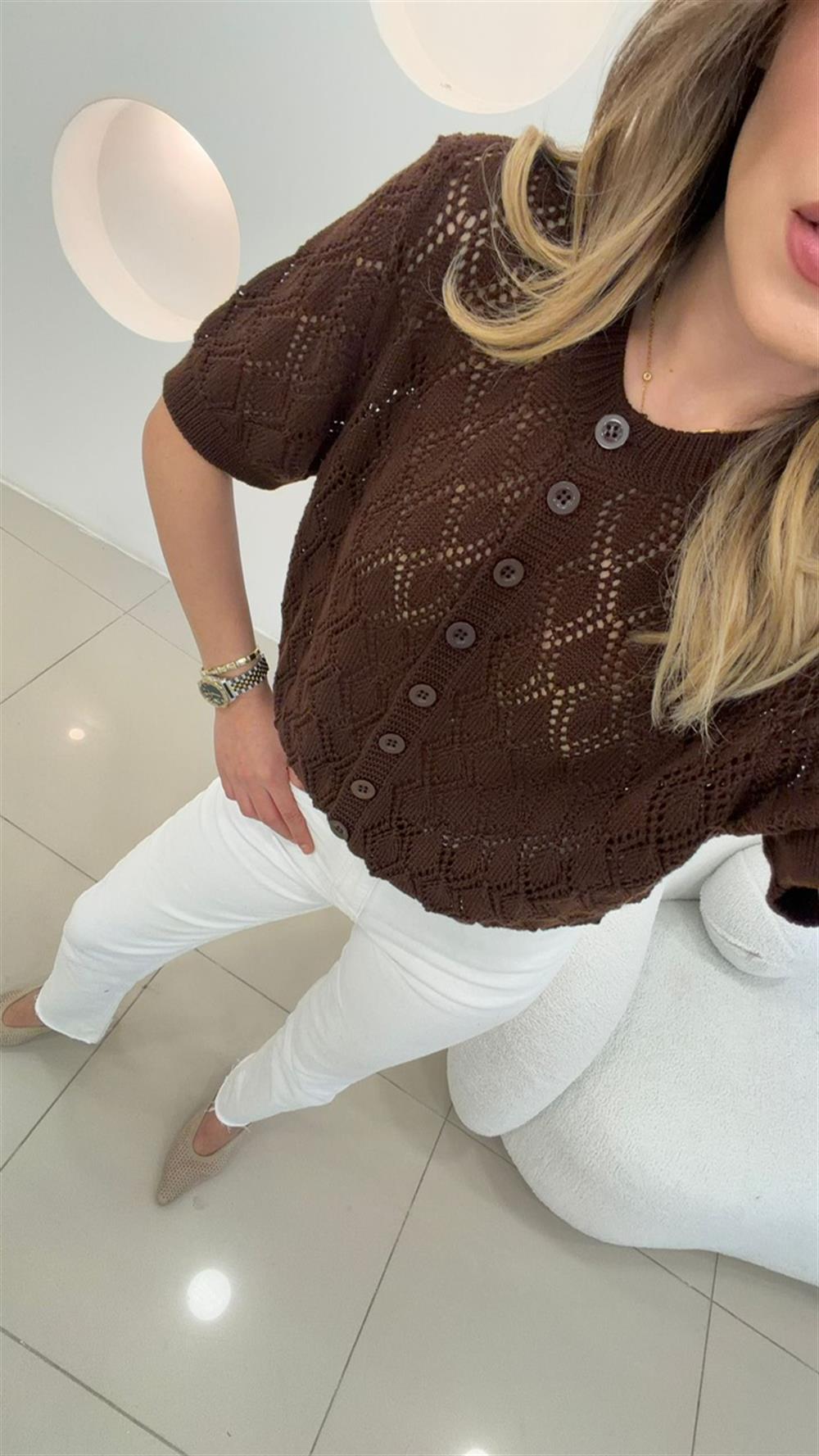 DÜĞMELİ KISA KISA KOL TRİKO